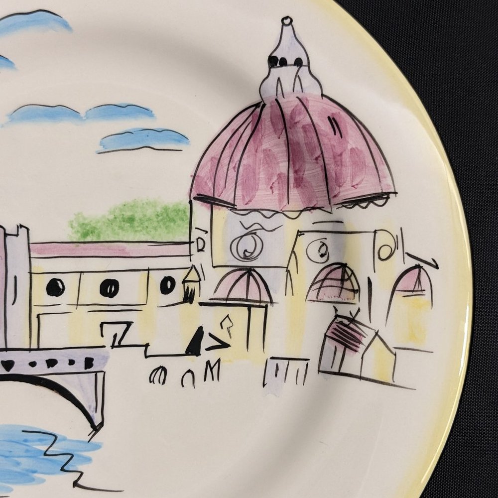 Vtg  8" Oneida Festa Italia Cheese/Salad/Dessert/Appetizers Venice Rome Pair - Picture 10 of 16